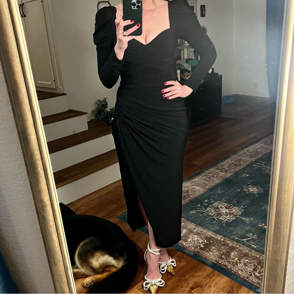 Jovani stretch black midi dress size 6